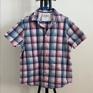Original Penguin Men's Blue and Pink Plaid Shirt